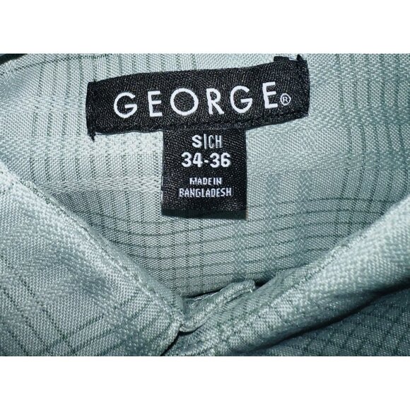George Mens Green Plaid Short Sleeve Button-Down Shirt Small (34-36) - Picture 3 of 5
